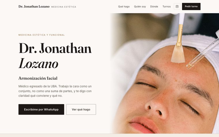 La portada del sitio de Dr. Jonathan Lozano