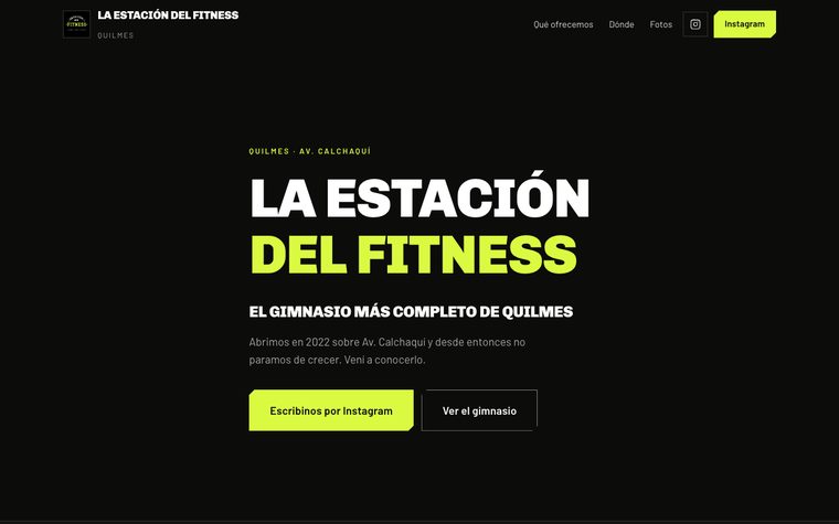 La portada del sitio de La Estación del Fitness