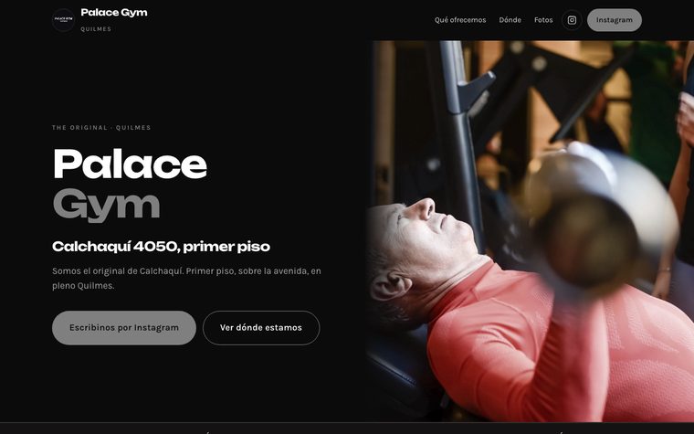 La portada del sitio de Palace Gym